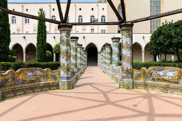 Cloister Garden of the Santa Chiara Monastery in Naples, Italy