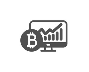 Bitcoin graph icon. Cryptocurrency analytics sign. Crypto money statistics symbol. Quality design element. Classic style icon. Vector