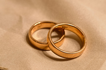 Wedding rings on cloth