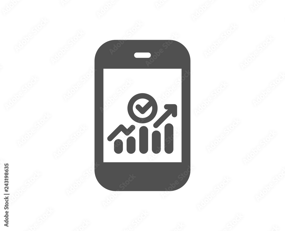 Poster smartphone audit or statistics icon. business analytics with charts symbol. quality design element. 