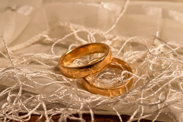 Wedding rings on a scarf