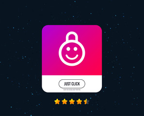 Child lock icon. Locker with smile symbol. Child protection. Web or internet icon design. Rating stars. Just click button. Vector