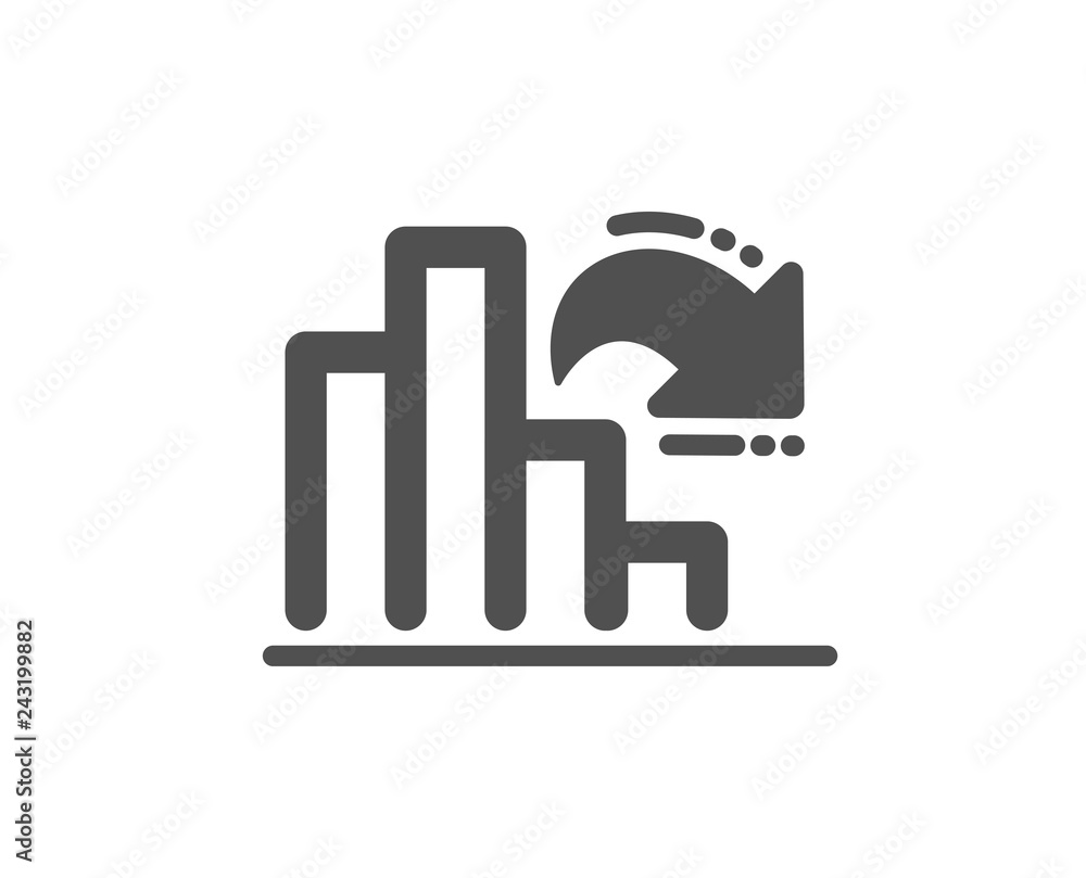 Poster decreasing graph icon. column chart sign. market analytics symbol. quality design element. classic s