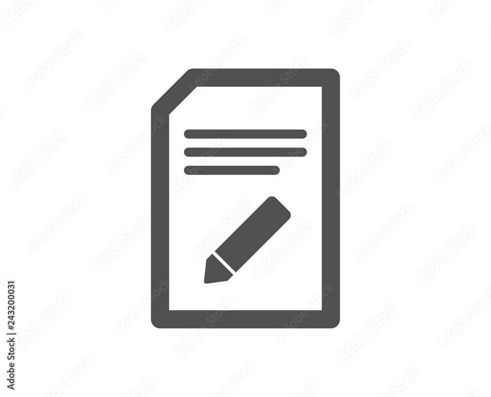 Poster edit document icon. information file sign. paper page with pencil concept symbol. quality design ele