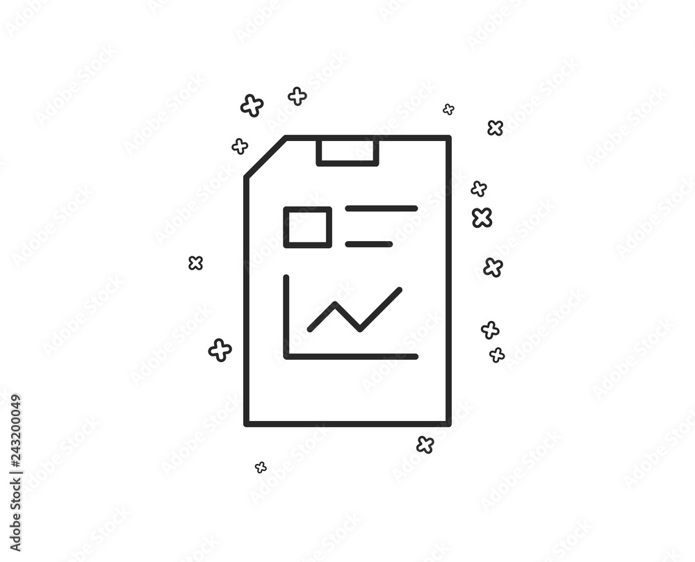 Poster report document line icon. analysis and statistics file sign. paper page concept symbol. geometric s
