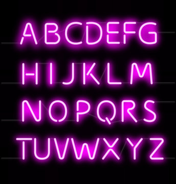 Neon glowing text alphabet. Vector illustration. Ready to use for your design. EPS10.