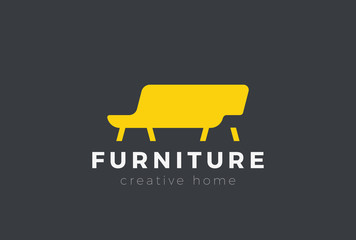 Sofa Furniture Logo design vector Negative space silhouette icon