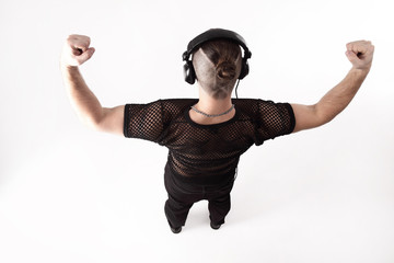 view from the top.a tough man looks at a copy of the space