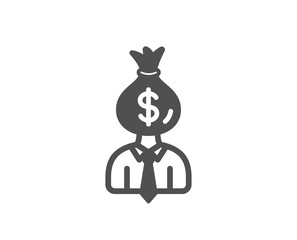 Businessman earnings icon. Dollar money bag sign. Quality design element. Classic style icon. Vector