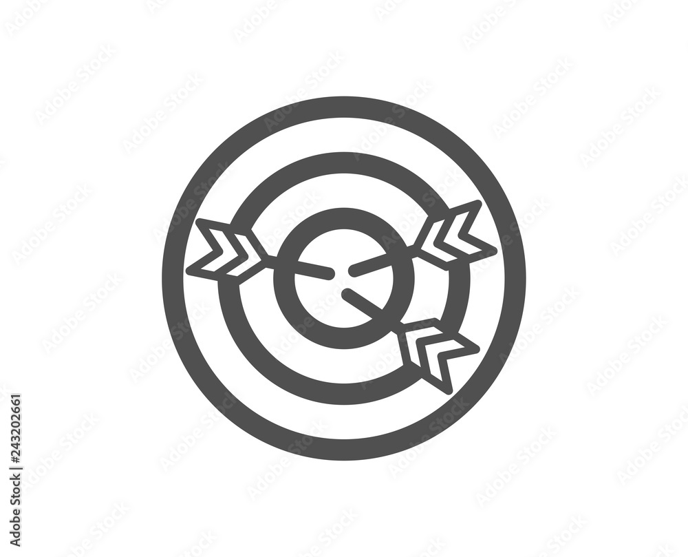 Poster target icon. marketing targeting strategy symbol. aim with arrows sign. quality design element. clas