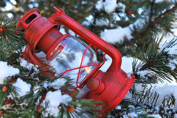 Old Red Lantern Close Up