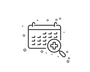 Medical calendar line icon. Doctor appointment sign. Geometric shapes. Random cross elements. Linear Medical calendar icon design. Vector