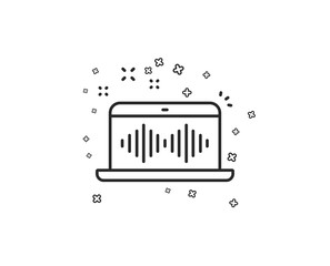 Music making line icon. DJ app sign. Musical device symbol. Geometric shapes. Random cross elements. Linear Music making icon design. Vector