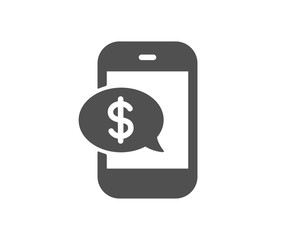 Pay by phone icon. Mobile payment sign. Finance symbol. Quality design element. Classic style icon. Vector