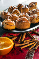 Freshly baked homemade cinnamon rolls buns