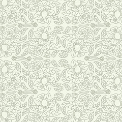 Abstract flower seamless pattern with leaves. Background Abstract flower seamless pattern with leaves.