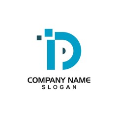 Obraz premium Letter D P and technology accent for data logo template
