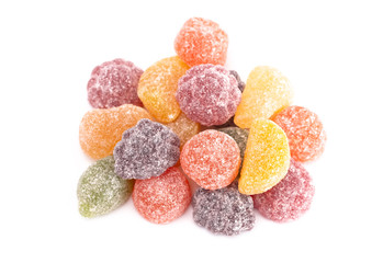 Fruit Salad Candies on a White Background