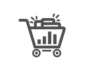 Seo shopping cart icon. Search engine optimization sign. Analytics symbol. Quality design element. Classic style icon. Vector