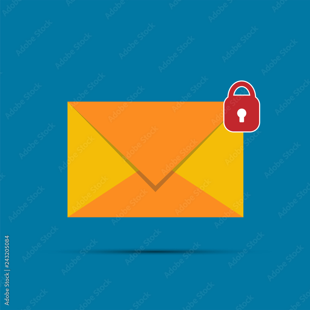 Poster mail icon and security protection, privacy symbol.simple design style.vector illustration
