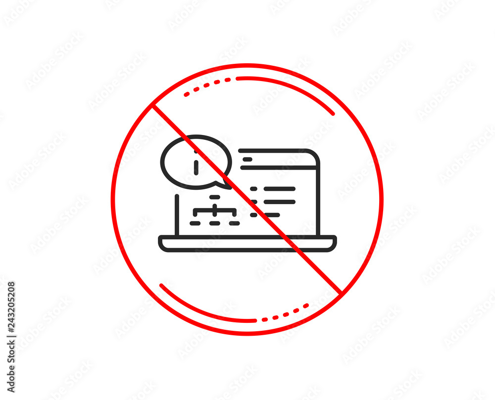 Aufkleber no or stop sign. online documentation line icon. technical instruction sign. caution prohibited ban 