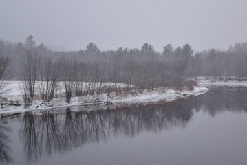 Snowy Winter River in Maine