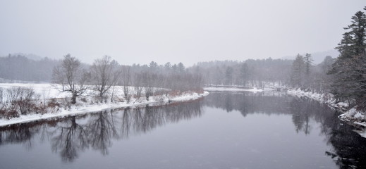 Snowy Winter River in Maine