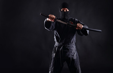Ninja with katana background