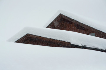 Snow on roof after two days of snowfalls, Snow cyclone in Europe