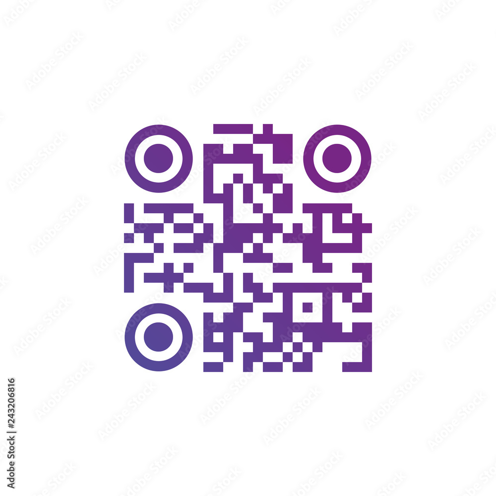 Poster creative qr code sign round icon. scan code symbol. circle corners. vector illustration isolated on 