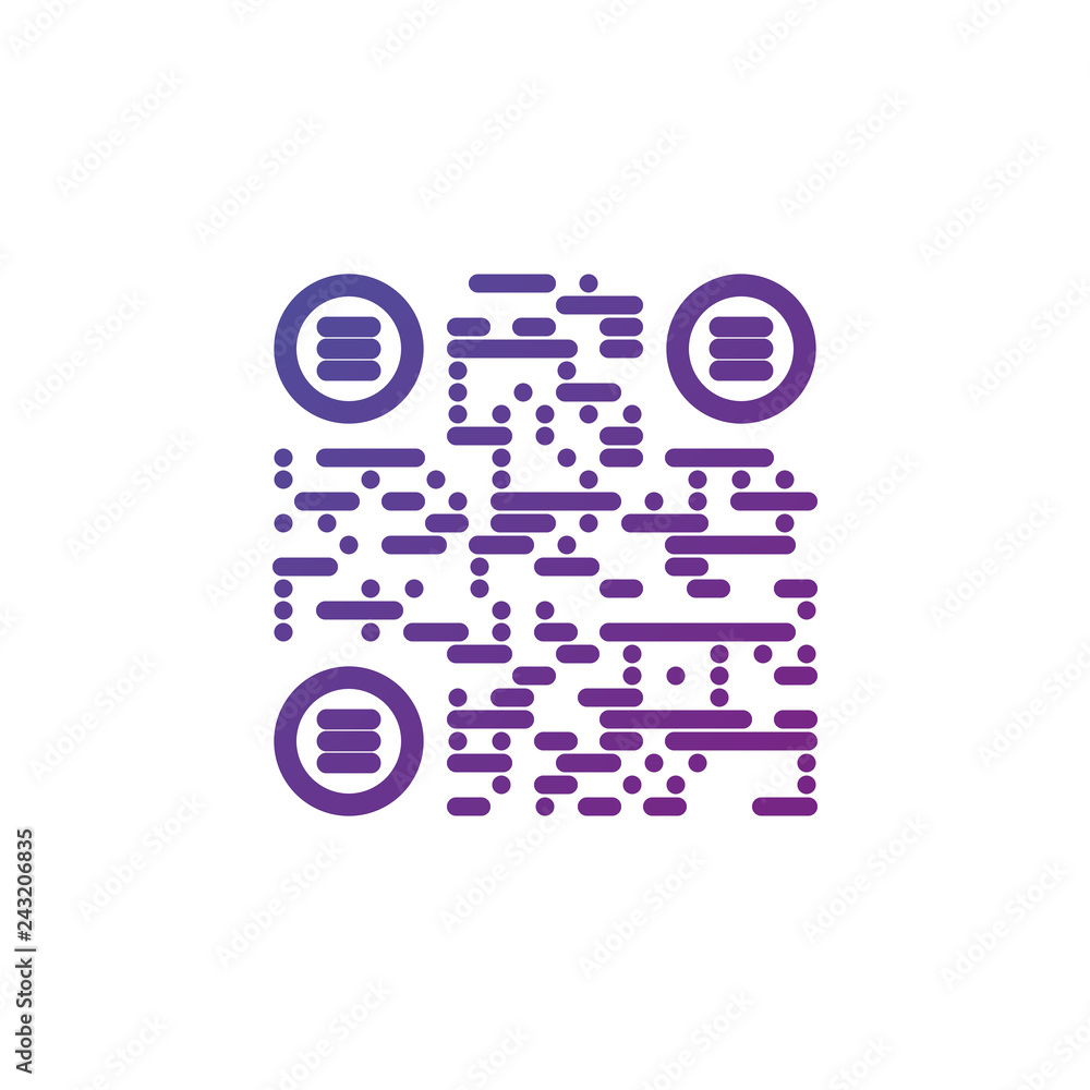 Poster creative qr code sign round icon. scan code symbol. circle corners. vector illustration isolated on 