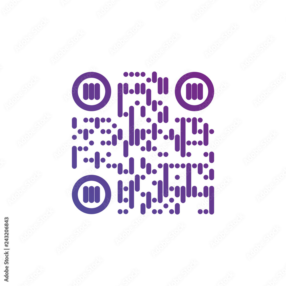Poster creative qr code sign round icon. scan code symbol. circle corners. vector illustration isolated on 