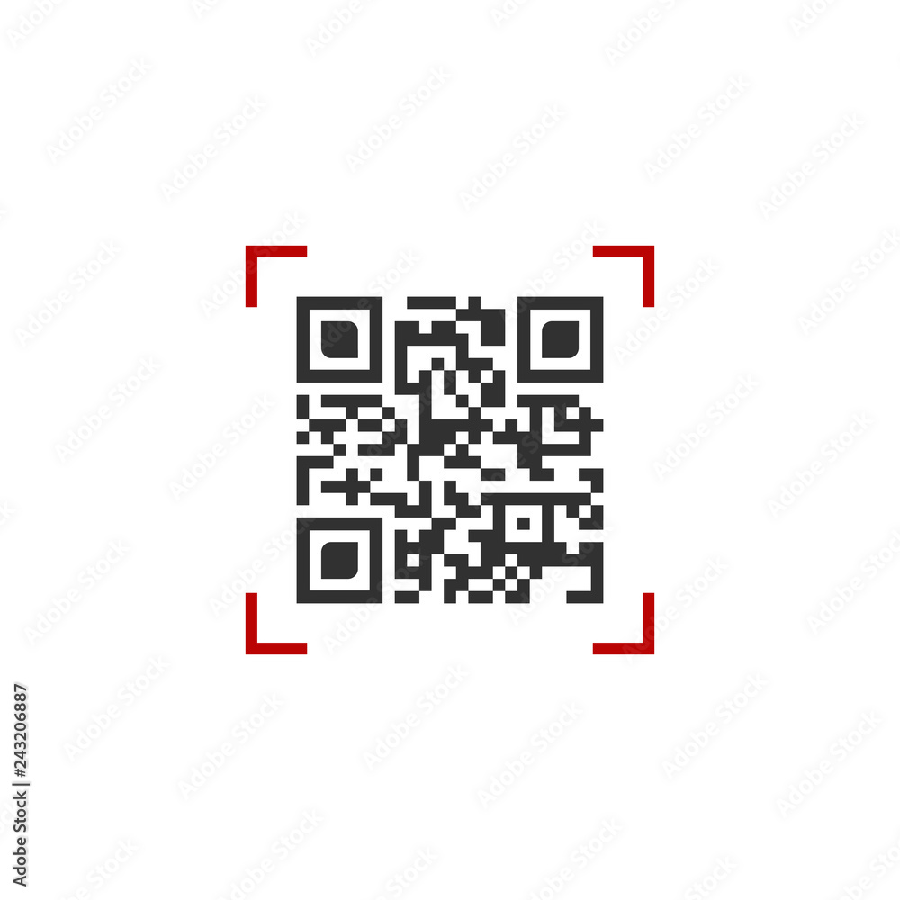 Aufkleber vector illustration of qr code in red scanning frame. vector illustration isolated on white backgrou