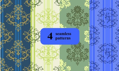 Set of vintage, seamless wallpapers.