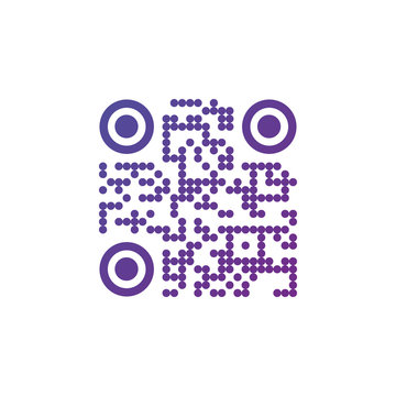 Creative QR code sign round icon. Scan code symbol. Circle corners. vector illustration isolated on white background.