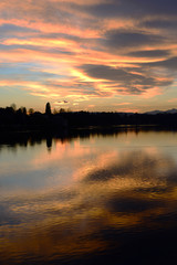 Sesto Calende. sunset on the river