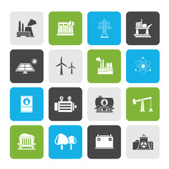 Energy producing industry and resources icons - vector icon set