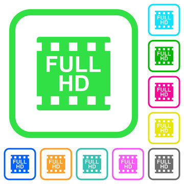 Full HD movie format vivid colored flat icons