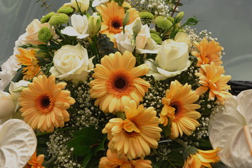 Composition with bouquet of flowers