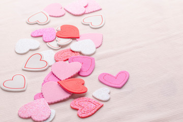 Valentines day multicolored hearts background