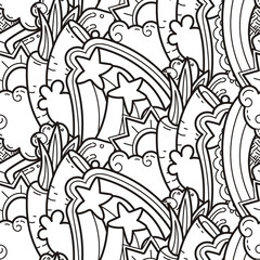 Funny doodle monsters on seamless pattern for prints, designs and coloring books