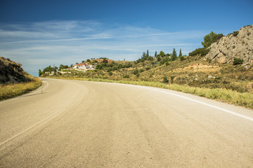 country side outskirts old car road in highland dry summer environment of central America 