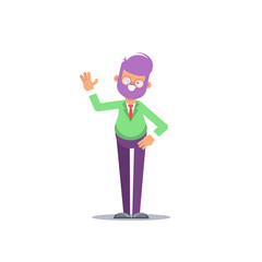 Happy man shows gesture cool.