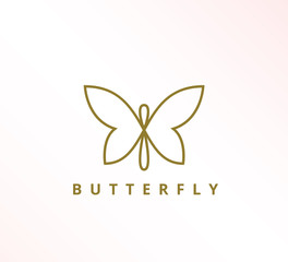 simple minimalist elegant continuous line butterfly icon vector logo design