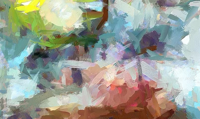 Ölpastellzeichnung. Abstrakter farbiger Hintergrund. Feiner Kunstdruck. Abstraktion im Impressionismus-Stil. Malerei des modernen Surrealismus. Gut als Wanddekorationsposter. Aktie. Surreales Design. Handgefertigte Texturvorlage. © Avgustus