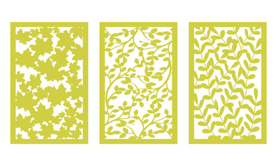 Set template for cutting. leaves pattern. Laser cut. For plotter. Vector