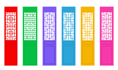 Rectangle Chinese door with pattern , vector