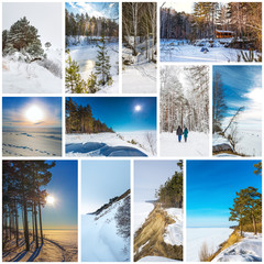Collage seasons-winter. The Nature Of Western Siberia