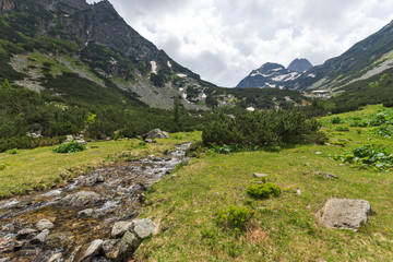 Summer landscape of Malyovitsa peak and Malyoviska river, Rila Mountain, Bulgaria