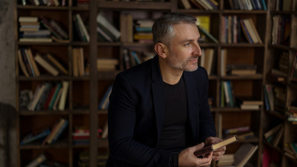 brave 45 years old men with gray hair and beard